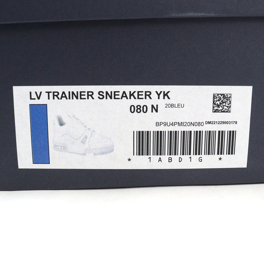 LOUIS VUITTON sneakers 1ABD1G Main: Leather White blue LV trainer line mens 8 Used Authentic