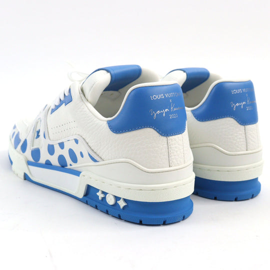 LOUIS VUITTON sneakers 1ABD1G Main: Leather White blue LV trainer line mens 8 Used Authentic