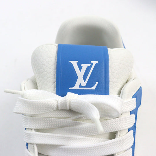 LOUIS VUITTON sneakers 1ABD1G Main: Leather White blue LV trainer line mens 8 Used Authentic