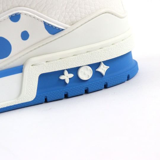 LOUIS VUITTON sneakers 1ABD1G Main: Leather White blue LV trainer line mens 8 Used Authentic