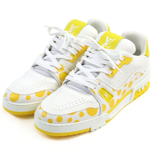 LOUIS VUITTON sneakers 1ABD20 Main: Leather White yellow LV trainer line mens 8 Used Authentic
