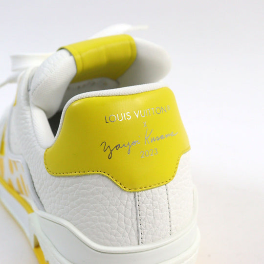 LOUIS VUITTON sneakers 1ABD20 Main: Leather White yellow LV trainer line mens 8 Used Authentic