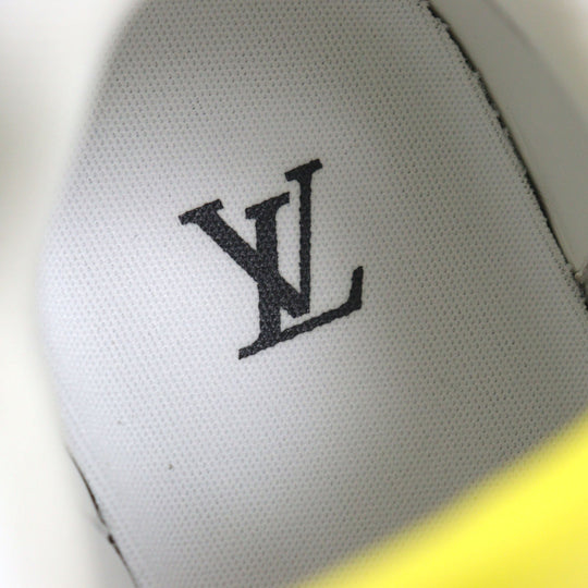 LOUIS VUITTON sneakers 1ABD20 Main: Leather White yellow LV trainer line mens 8 Used Authentic