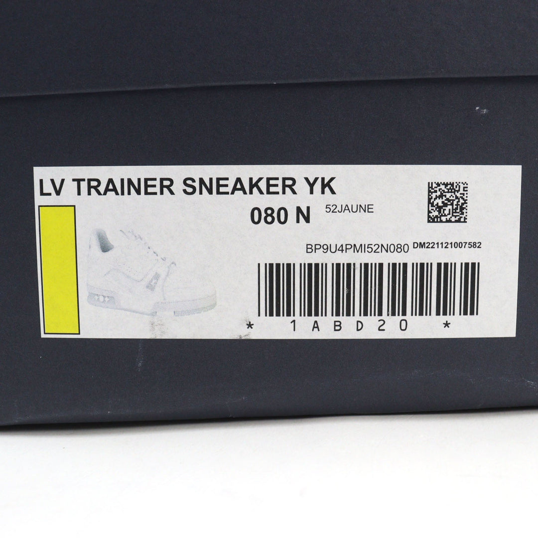LOUIS VUITTON sneakers 1ABD20 Main: Leather White yellow LV trainer line mens 8 Used Authentic