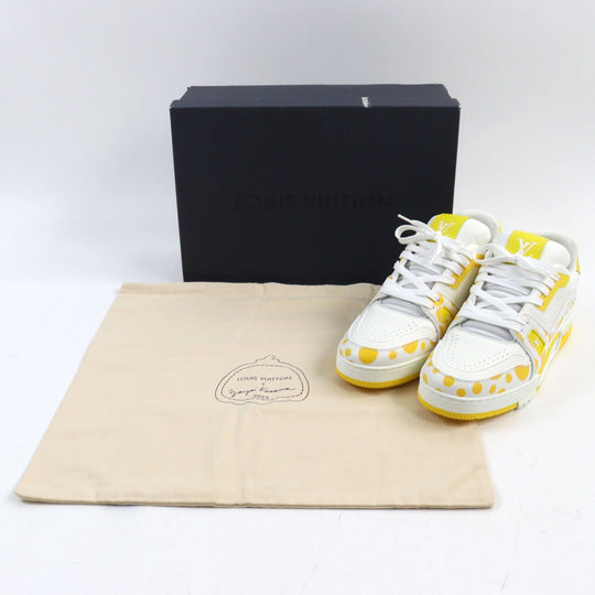 LOUIS VUITTON sneakers 1ABD20 Main: Leather White yellow LV trainer line mens 8 Used Authentic
