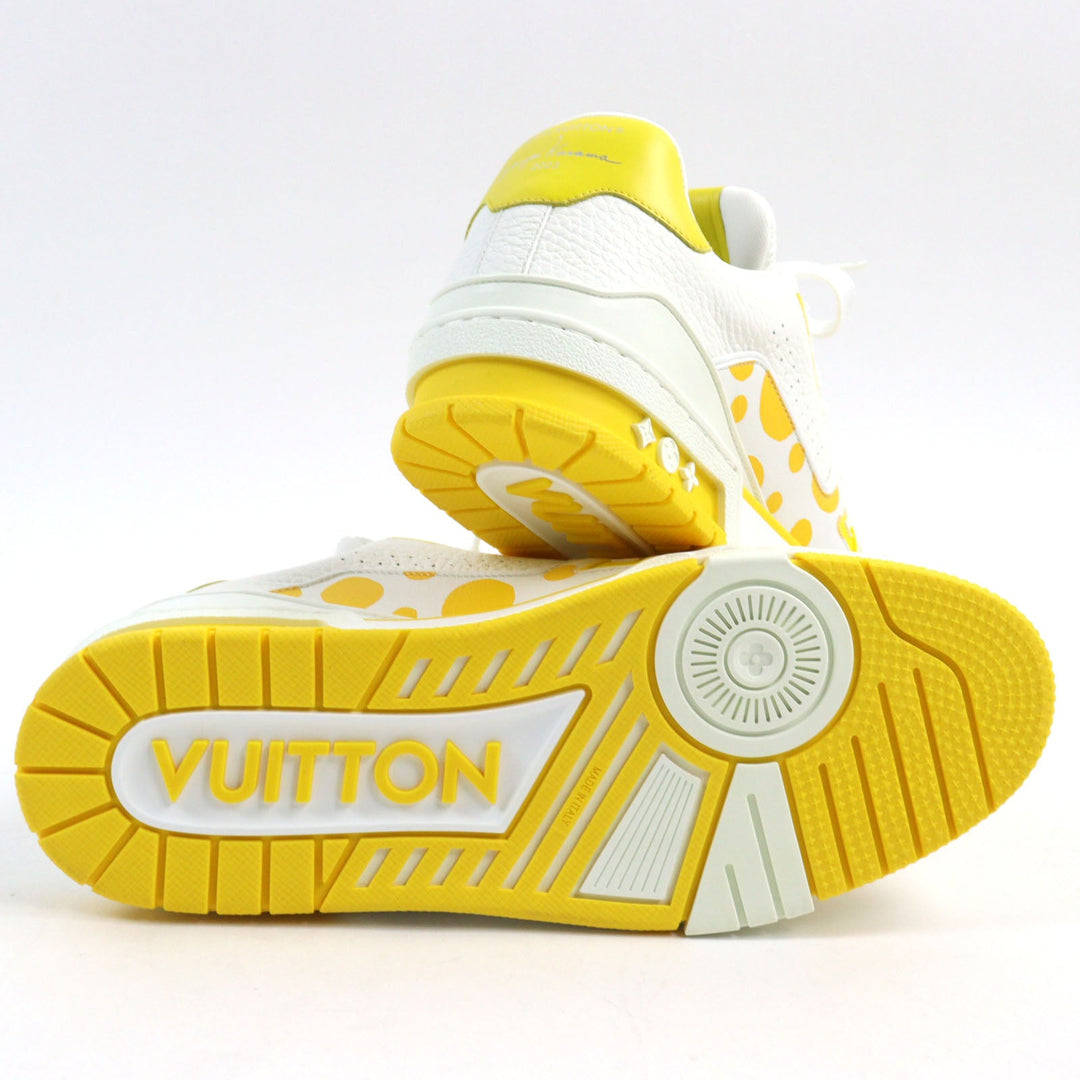 LOUIS VUITTON sneakers 1ABD20 Main: Leather White yellow LV trainer line mens 8 Used Authentic