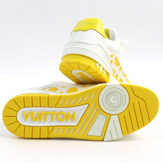 LOUIS VUITTON sneakers 1ABD20 Main: Leather White yellow LV trainer line mens 8 Used Authentic