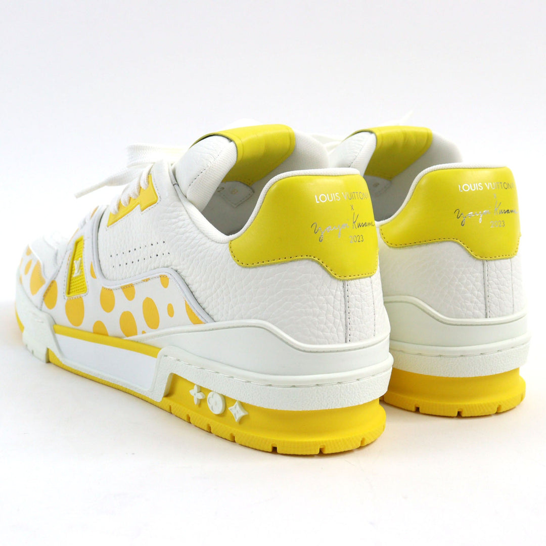 LOUIS VUITTON sneakers 1ABD20 Main: Leather White yellow LV trainer line mens 8 Used Authentic