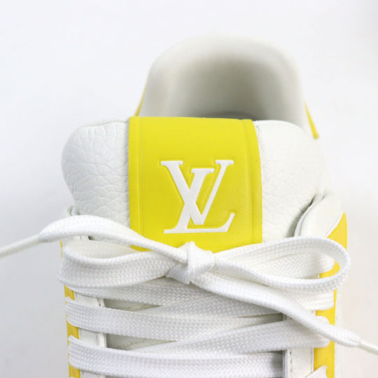 LOUIS VUITTON sneakers 1ABD20 Main: Leather White yellow LV trainer line mens 8 Used Authentic