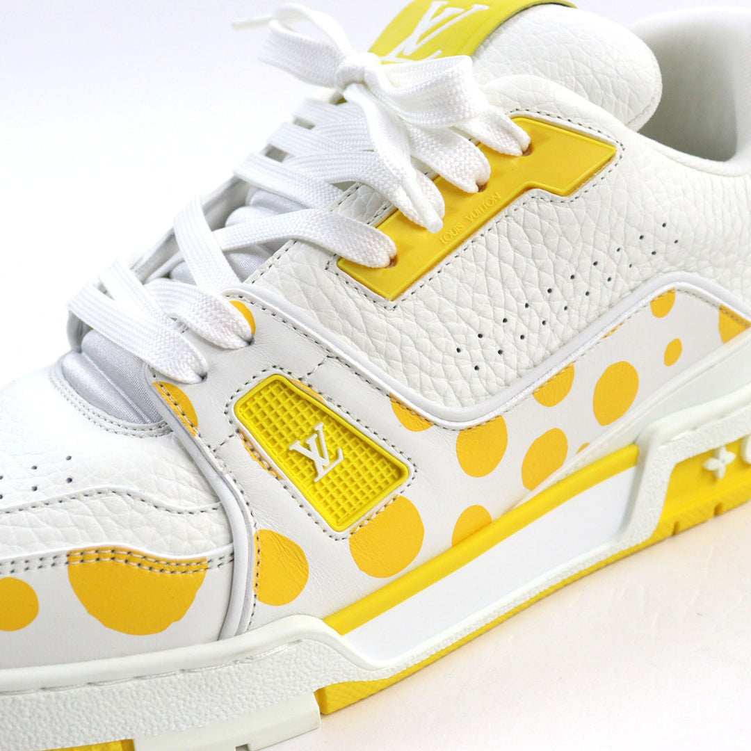 LOUIS VUITTON sneakers 1ABD20 Main: Leather White yellow LV trainer line mens 8 Used Authentic