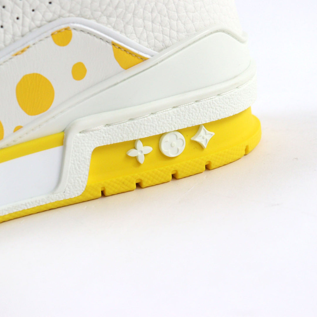 LOUIS VUITTON sneakers 1ABD20 Main: Leather White yellow LV trainer line mens 8 Used Authentic