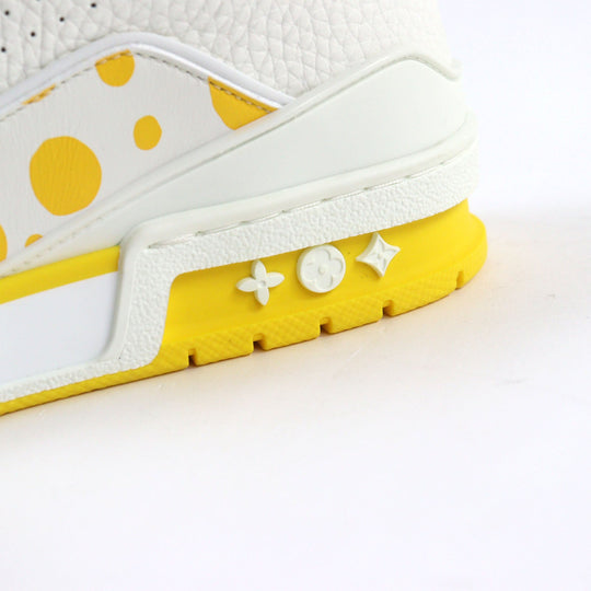 LOUIS VUITTON sneakers 1ABD20 Main: Leather White yellow LV trainer line mens 8 Used Authentic