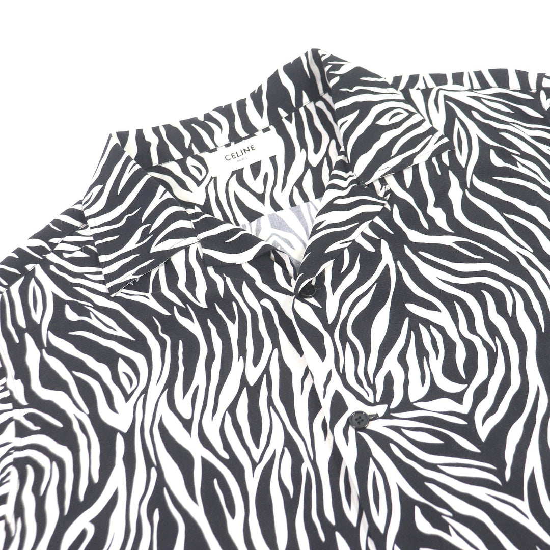 CELINE Short sleeve shirt 2C036843H Main: 100% rayon White black mens 41 Used Authentic