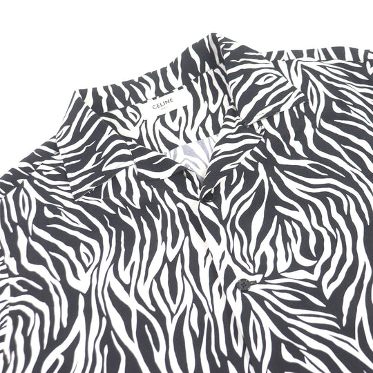 CELINE Short sleeve shirt 2C036843H Main: 100% rayon White black mens 41 Used Authentic