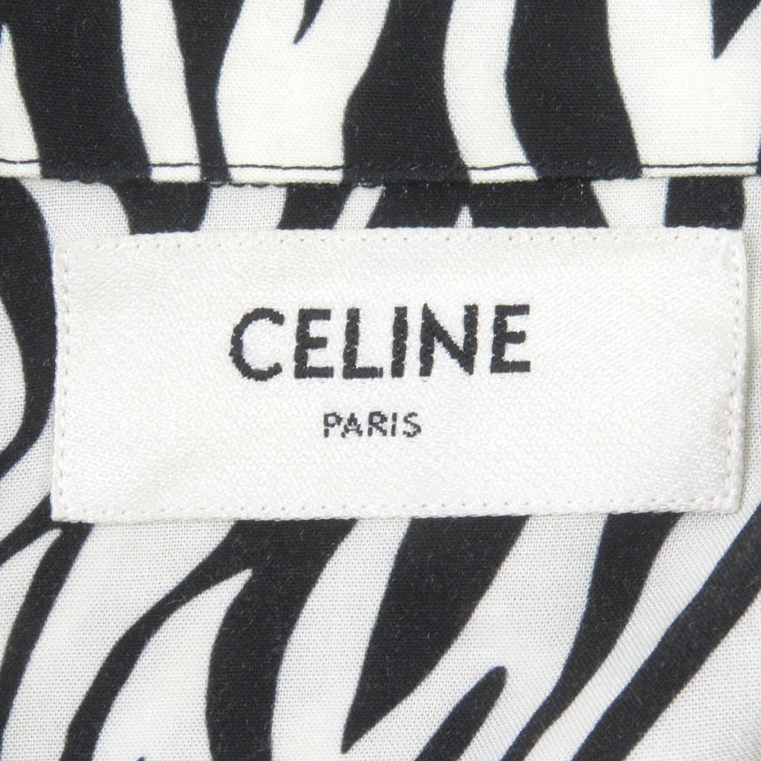 CELINE Short sleeve shirt 2C036843H Main: 100% rayon White black mens 41 Used Authentic