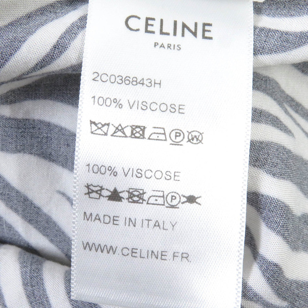 CELINE Short sleeve shirt 2C036843H Main: 100% rayon White black mens 41 Used Authentic