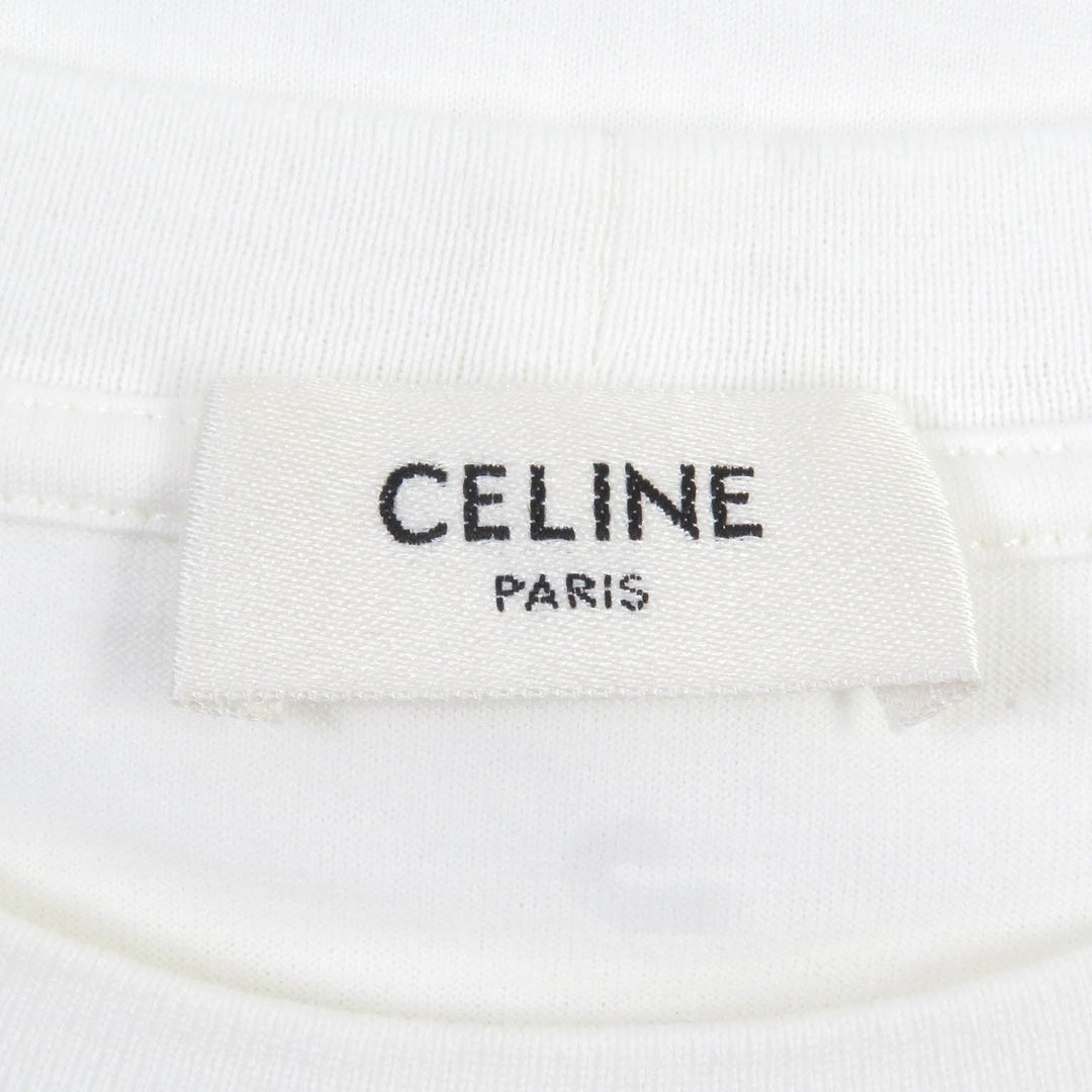 CELINE Short sleeve T-shirt 2X764671Q Main: 100% cotton Ecru Black mens XXS Used Authentic