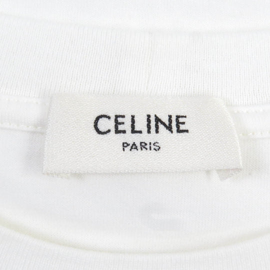 CELINE Short sleeve T-shirt 2X764671Q Main: 100% cotton Ecru Black mens XXS Used Authentic