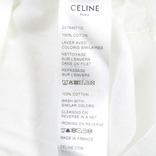 CELINE Short sleeve T-shirt 2X764671Q Main: 100% cotton Ecru Black mens XXS Used Authentic