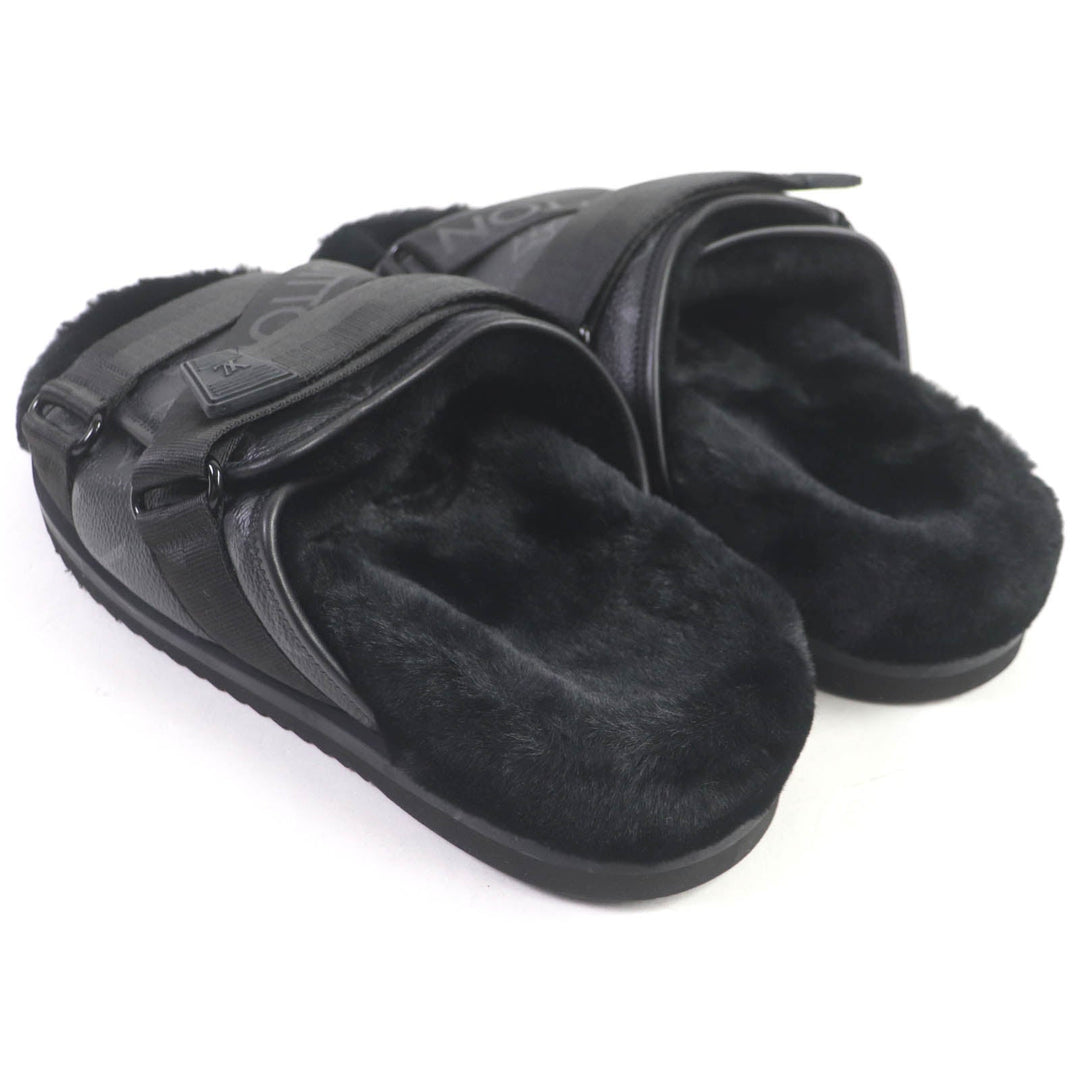 LOUIS VUITTON Sandals Main: Leather, Main: Eco-fur black honolulu line mens 6 Used Authentic