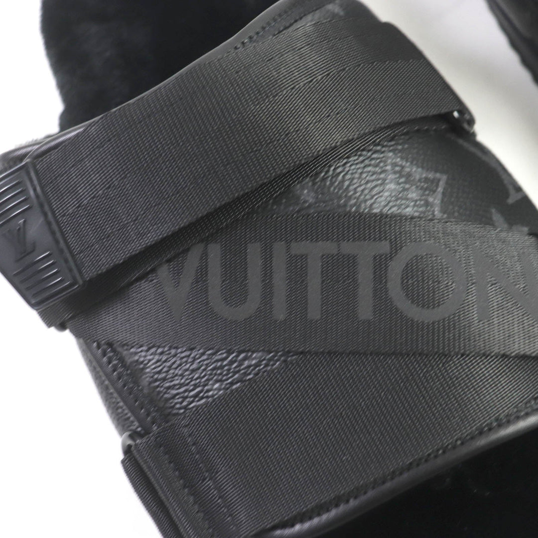 LOUIS VUITTON Sandals Main: Leather, Main: Eco-fur black honolulu line mens 6 Used Authentic