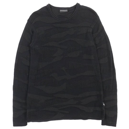 EMPORIO ARMANI knit 3Z1MY1 Main: 59% viscose, Main: 41% cotton black mens M Used Authentic