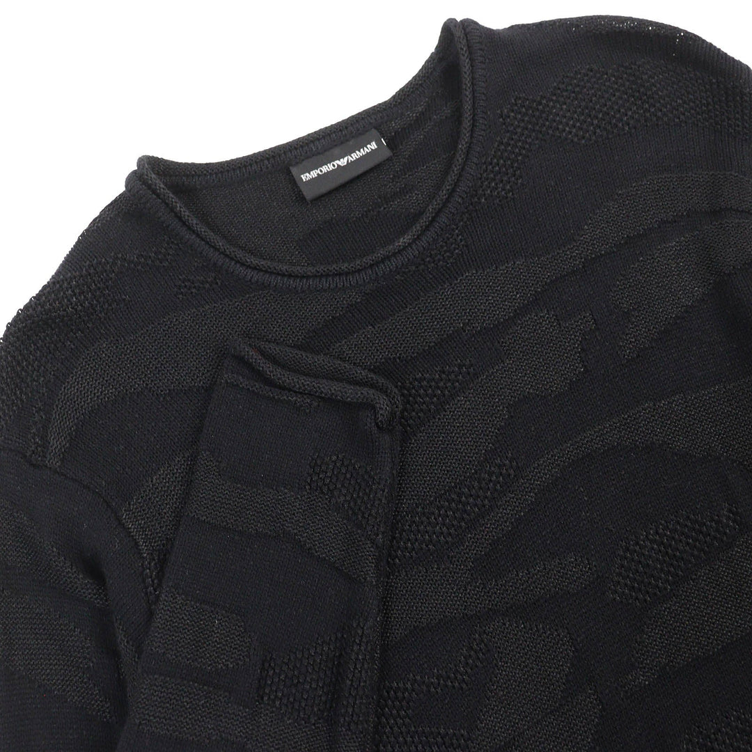 EMPORIO ARMANI knit 3Z1MY1 Main: 59% viscose, Main: 41% cotton black mens M Used Authentic