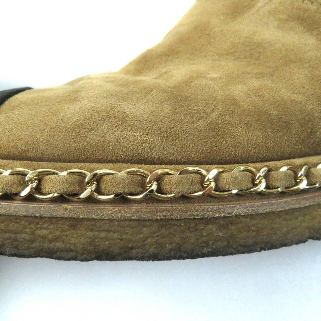 CHANEL short boots G34113 Main: Mouton Light Brown Black Women 36 Used Authentic