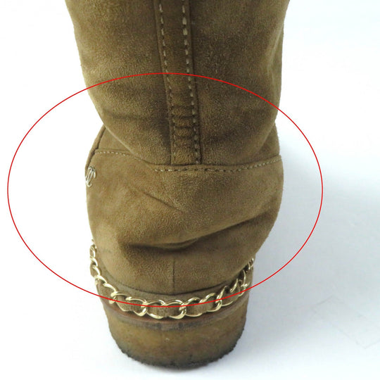CHANEL short boots G34113 Main: Mouton Light Brown Black Women 36 Used Authentic