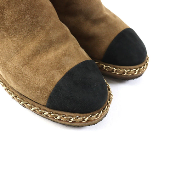 CHANEL short boots G34113 Main: Mouton Light Brown Black Women 36 Used Authentic