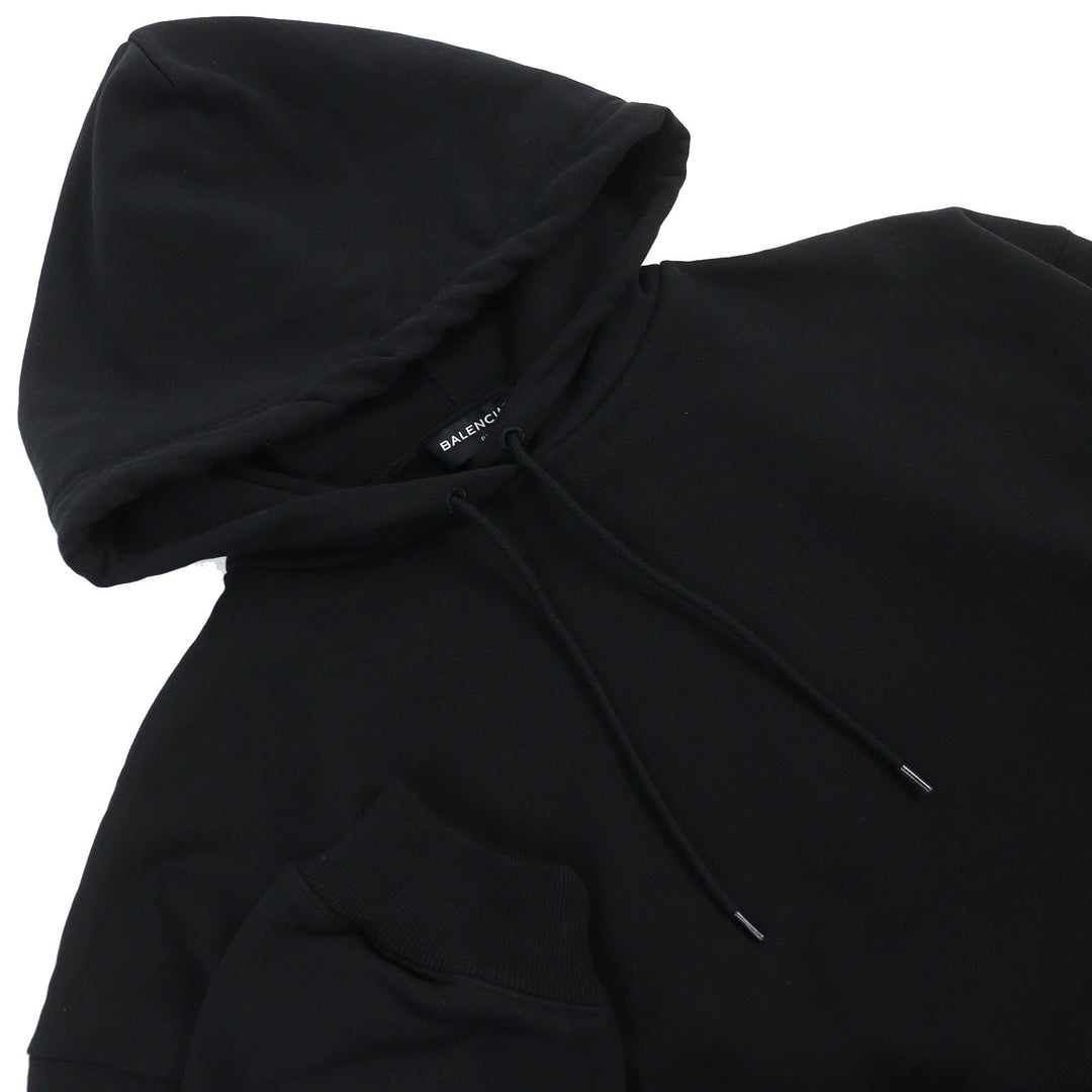 BALENCIAGA Hoodie 651795 Main: 100% cotton black mens L Used Authentic