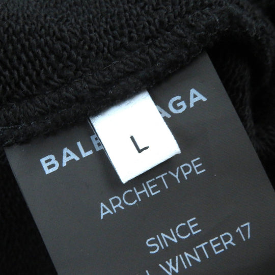 BALENCIAGA Hoodie 651795 Main: 100% cotton black mens L Used Authentic