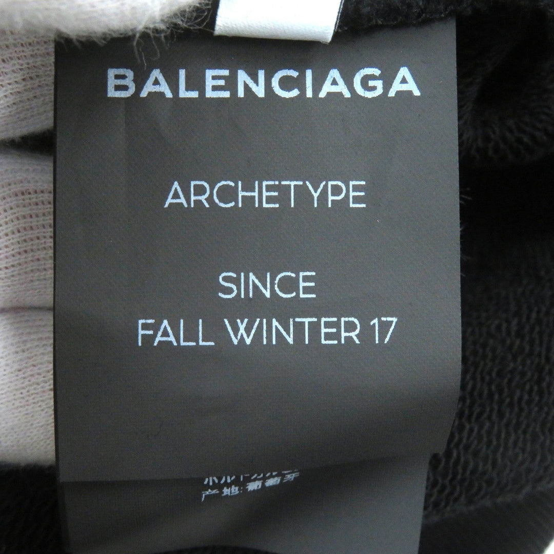 BALENCIAGA Hoodie 651795 Main: 100% cotton black mens L Used Authentic