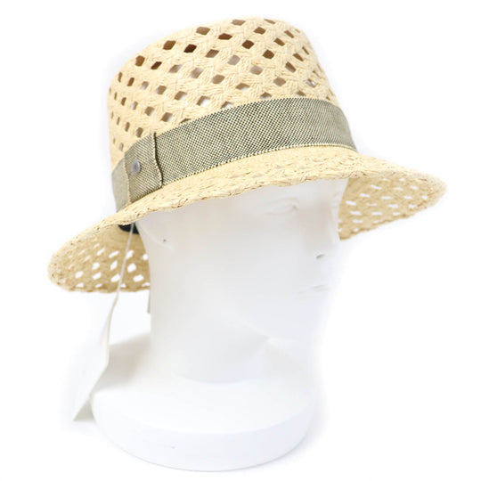 HERMES hat Main: 100% straw, Part: 52% cotton, Part: 48% raffia, Lining: 56% cotton, Lining: 44% rayon natural Eleonora Women 58 Used Authentic