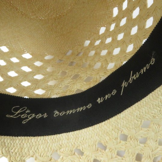 HERMES hat Main: 100% straw, Part: 52% cotton, Part: 48% raffia, Lining: 56% cotton, Lining: 44% rayon natural Eleonora Women 58 Used Authentic