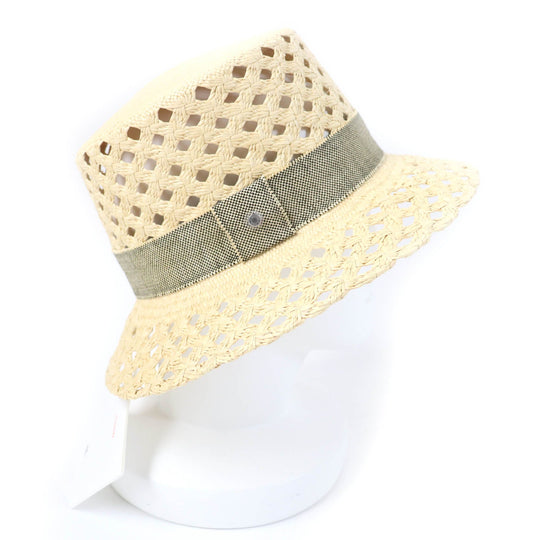 HERMES hat Main: 100% straw, Part: 52% cotton, Part: 48% raffia, Lining: 56% cotton, Lining: 44% rayon natural Eleonora Women 58 Used Authentic