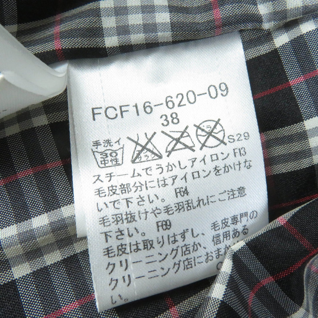 BURBERRY BLUE LABEL Down jacket FCF16-620-09 Main: 100% nylon, Part: 100% polyester, Fur: raccoon, Filling: 90% down, Filling: 10% feather Black type Women 38 Used Authentic