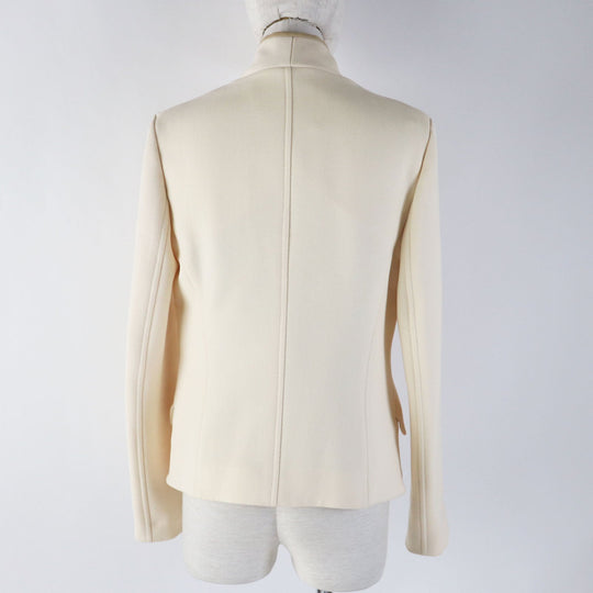 HERMES Other outerwear Outer: 95% wool, Outer: 5% cashmere, Lining: 65% rayon, Lining: 35% silk, Part: sheepskin Ivory beige Prefall collection Women 36 Used Authentic