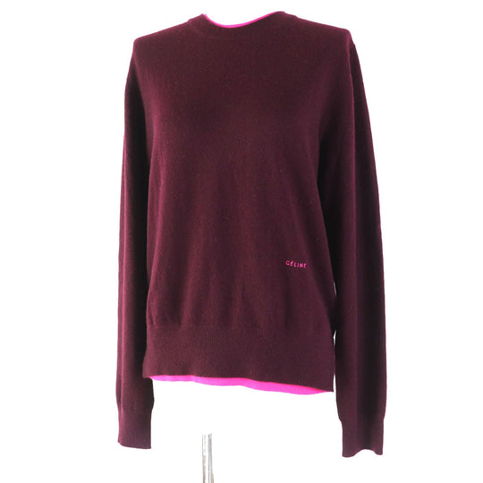 CELINE knit Main: 63% cashmere, Main: 37% wool Bordeaux Pink Phoebe Philo Women M Used Authentic