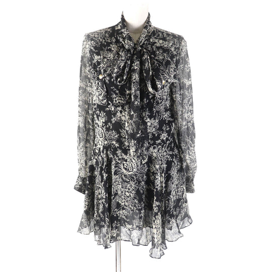 CELINE dress 2R13J545V Outer: 100% silk, Lining: 100% silk black Lavalliere mini dress Women 36 Used Authentic