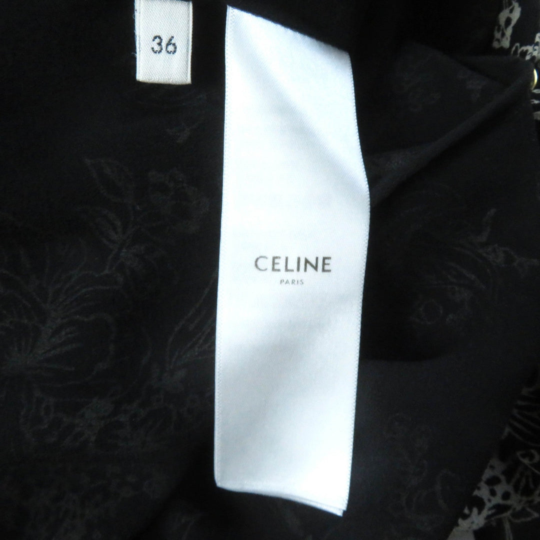 CELINE dress 2R13J545V Outer: 100% silk, Lining: 100% silk black Lavalliere mini dress Women 36 Used Authentic