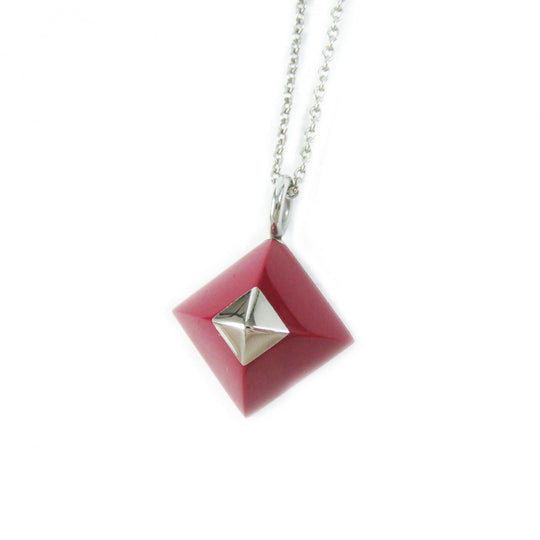 HERMES Necklace Main�FGold Plated Bordeaux Silver Cupidon Women Used Authentic