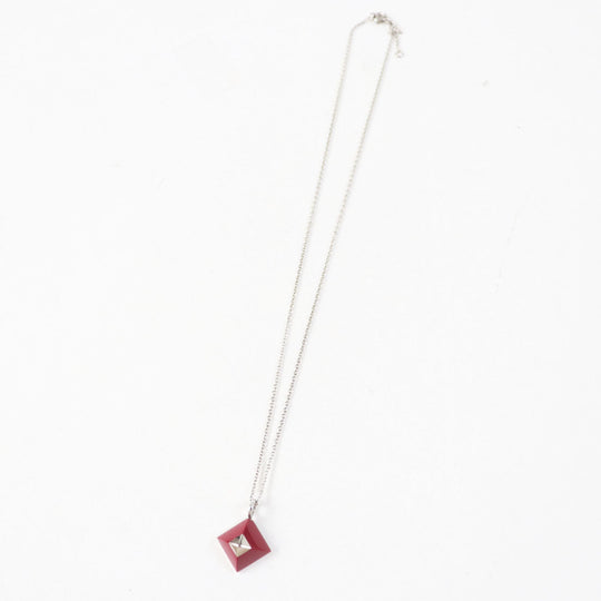 HERMES Necklace Main�FGold Plated Bordeaux Silver Cupidon Women Used Authentic