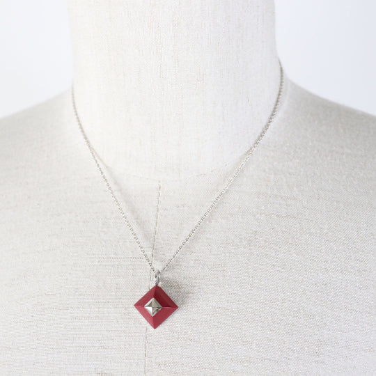 HERMES Necklace Main�FGold Plated Bordeaux Silver Cupidon Women Used Authentic