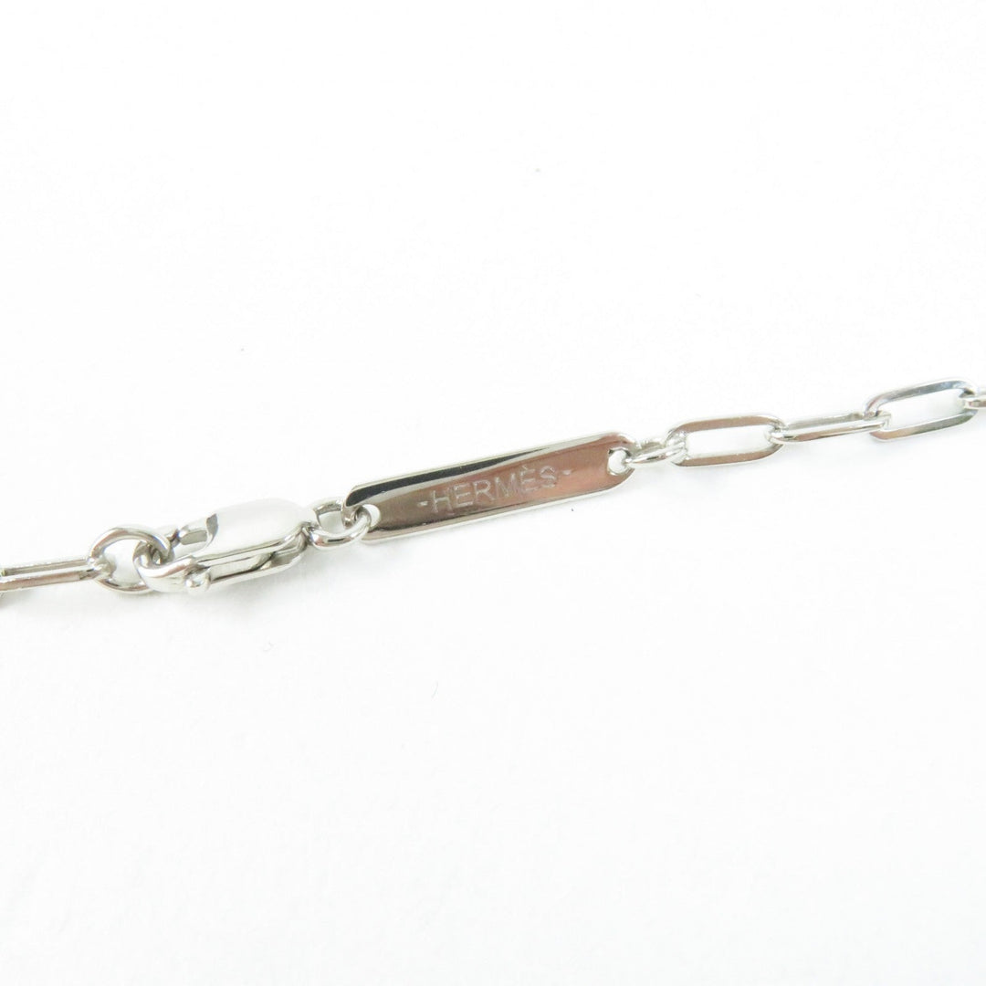 HERMES Necklace Palladium plated Silver Talisman Women Used Authentic