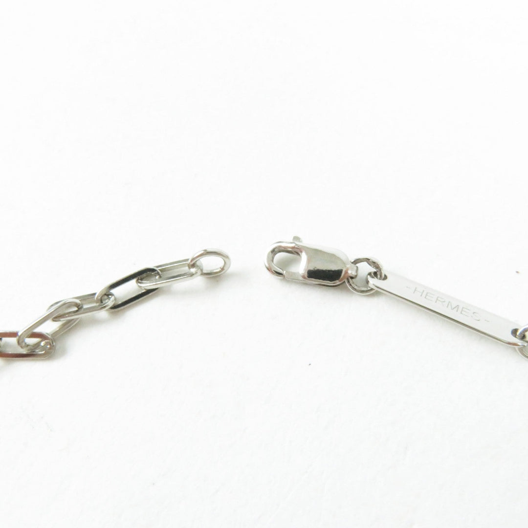 HERMES Necklace Palladium plated Silver Talisman Women Used Authentic
