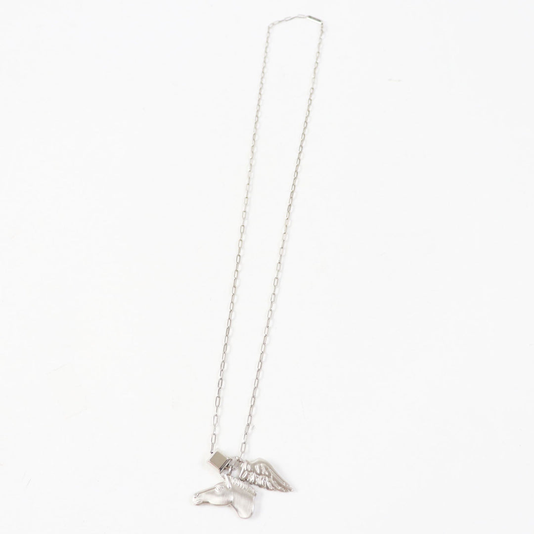 HERMES Necklace Palladium plated Silver Talisman Women Used Authentic