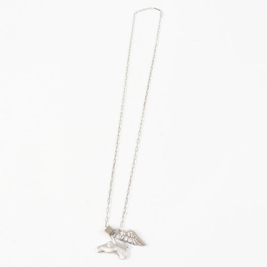 HERMES Necklace Palladium plated Silver Talisman Women Used Authentic