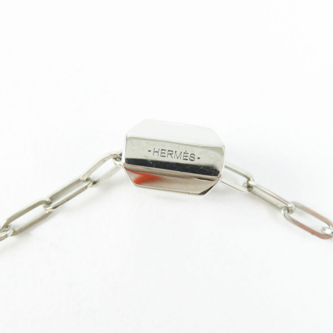 HERMES Necklace Palladium plated Silver Talisman Women Used Authentic