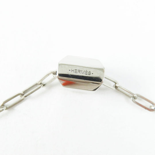 HERMES Necklace Palladium plated Silver Talisman Women Used Authentic